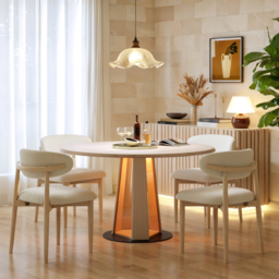 90 - 120 cm Solid Wood Extendable Dining Table with Light - thumbnail 2