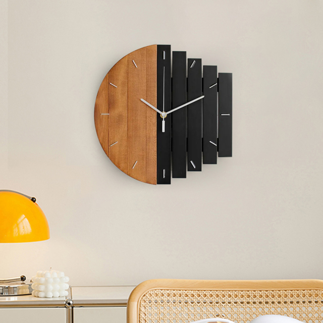 300mm Rustic Abstract Wood Wall Clock For Living Room Home Hanging Artistic Decor Art - image 1