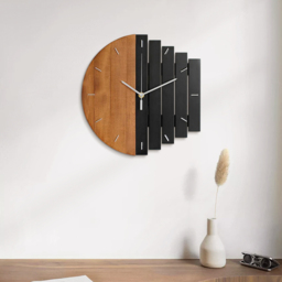 300mm Rustic Abstract Wood Wall Clock For Living Room Home Hanging Artistic Decor Art - thumbnail 3