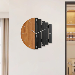 300mm Rustic Abstract Wood Wall Clock For Living Room Home Hanging Artistic Decor Art - thumbnail 5