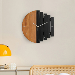 300mm Rustic Abstract Wood Wall Clock For Living Room Home Hanging Artistic Decor Art - thumbnail 1