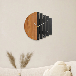 300mm Rustic Abstract Wood Wall Clock For Living Room Home Hanging Artistic Decor Art - thumbnail 2