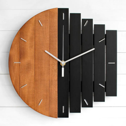 300mm Rustic Abstract Wood Wall Clock For Living Room Home Hanging Artistic Decor Art - thumbnail 9