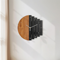 300mm Rustic Abstract Wood Wall Clock For Living Room Home Hanging Artistic Decor Art - thumbnail 4