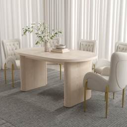 2007 mm - 2413 mm Oval Dining Table Extendable Butterfly Leaf Sintered Stone Top 6-10 Seater Matte Travertine - thumbnail 5