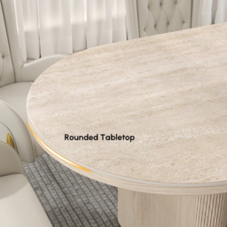 2007 mm - 2413 mm Oval Dining Table Extendable Butterfly Leaf Sintered Stone Top 6-10 Seater Matte Travertine - thumbnail 8