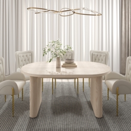 2007 mm - 2413 mm Oval Dining Table Extendable Butterfly Leaf Sintered Stone Top 6-10 Seater Matte Travertine - thumbnail 7