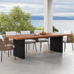 94.5'' Outdoor Patio Teak Rectangle Dining Table for 8 Person, 8 Person Hollow Teak Dining Table for Outdoor Patio & Yard - thumbnail 3