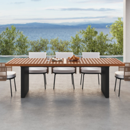 94.5'' Outdoor Patio Teak Rectangle Dining Table for 8 Person, 8 Person Hollow Teak Dining Table for Outdoor Patio & Yard - thumbnail 2