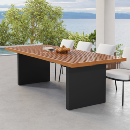 94.5'' Outdoor Patio Teak Rectangle Dining Table for 8 Person, 8 Person Hollow Teak Dining Table for Outdoor Patio & Yard - thumbnail 1