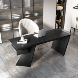Cabstract Modern Black Wood Office Desk Writing Desk with Drawer Computer Desk (1400mm) - thumbnail 3