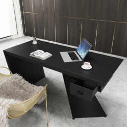 Cabstract Modern Black Wood Office Desk Writing Desk with Drawer Computer Desk (1400mm) - thumbnail 7
