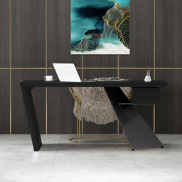 Cabstract Modern Black Wood Office Desk Writing Desk with Drawer Computer Desk (1400mm) - thumbnail 2