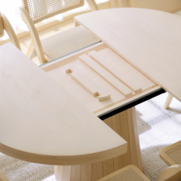 Japandi Extendable Dining Table 100 - 140 cm Whitewash 6-Seater Oval&Round Table - thumbnail 9