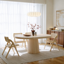 Japandi Extendable Dining Table 100 - 140 cm Whitewash 6-Seater Oval&Round Table - thumbnail 2