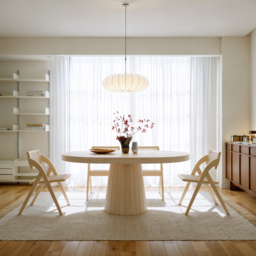 Japandi Extendable Dining Table 100 - 140 cm Whitewash 6-Seater Oval&Round Table - thumbnail 3