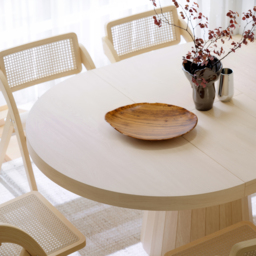 Japandi Extendable Dining Table 100 - 140 cm Whitewash 6-Seater Oval&Round Table - thumbnail 8