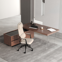 Ergonomic Grey Genuine Leather High Back Reclining Swivel Office Desk Chair - thumbnail 7