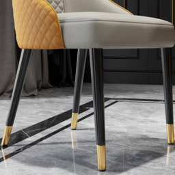Modern Dining Chairs Faux Leather High Back with Upholstered Orange & Beige Dining Room Chairs 8-Pieces - thumbnail 9