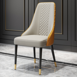 Modern Dining Chairs Faux Leather High Back with Upholstered Orange & Beige Dining Room Chairs 8-Pieces - thumbnail 7