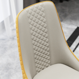 Modern Dining Chairs Faux Leather High Back with Upholstered Orange & Beige Dining Room Chairs 8-Pieces - thumbnail 8