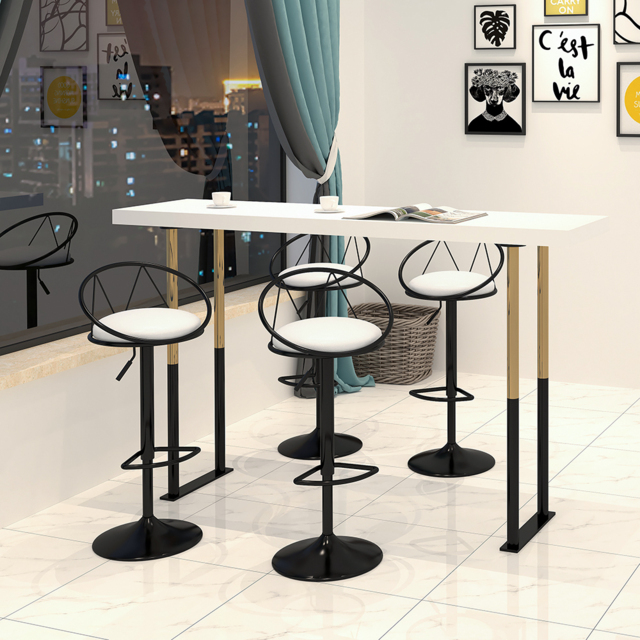 Modern White PU Leather Counter Stools (Set of 2) Adjustable Height & Swivel - image 1