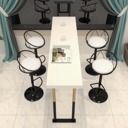 Modern White PU Leather Counter Stools (Set of 2) Adjustable Height & Swivel - thumbnail 2