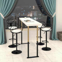 Modern White PU Leather Counter Stools (Set of 2) Adjustable Height & Swivel - thumbnail 4