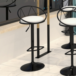 Modern White PU Leather Counter Stools (Set of 2) Adjustable Height & Swivel - thumbnail 6