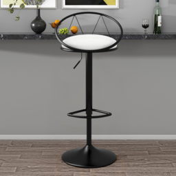 Modern White PU Leather Counter Stools (Set of 2) Adjustable Height & Swivel - thumbnail 3