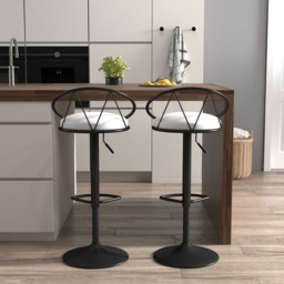 Modern White PU Leather Counter Stools (Set of 2) Adjustable Height & Swivel - thumbnail 7