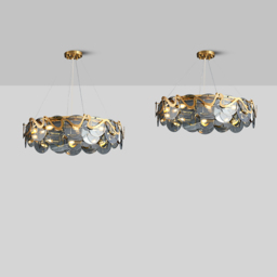 Modern 8-Light Smokey Grey Glass Chandelier with Adjustable Cables - thumbnail 5