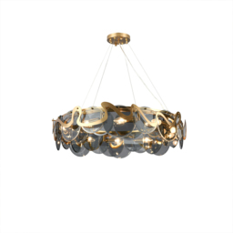 Modern 8-Light Smokey Grey Glass Chandelier with Adjustable Cables - thumbnail 6
