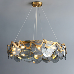 Modern 8-Light Smokey Grey Glass Chandelier with Adjustable Cables - thumbnail 4