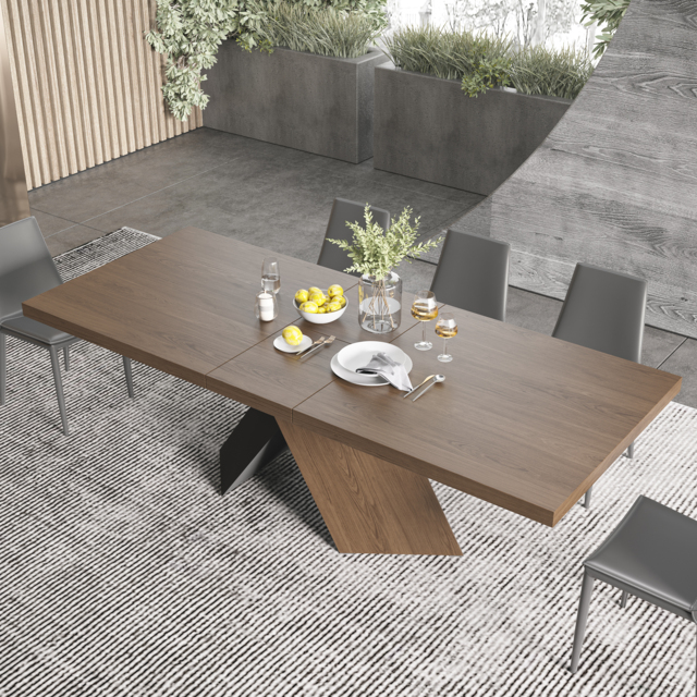 200 - 240 cm Farmhouse Extendable Walnut Dining Table Seats 6-8 - image 1