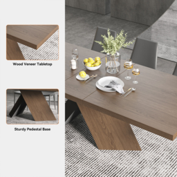 200 - 240 cm Farmhouse Extendable Walnut Dining Table Seats 6-8 - thumbnail 5