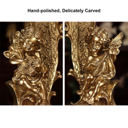Traditional Vintage Gold Resin Angel Table Clock With Exquisitely Carved Pendulum Clock - thumbnail 8