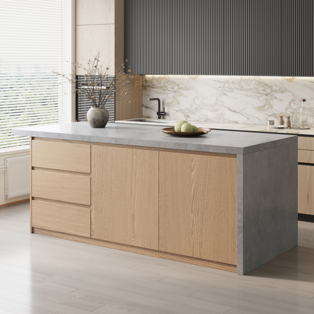 183 cm Japandi Style Wood Kitchen Island - image 1