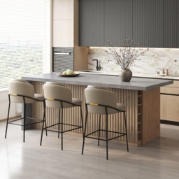 183 cm Japandi Style Wood Kitchen Island - thumbnail 4