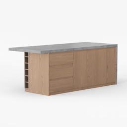 183 cm Japandi Style Wood Kitchen Island - thumbnail 7