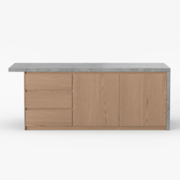 183 cm Japandi Style Wood Kitchen Island - thumbnail 8