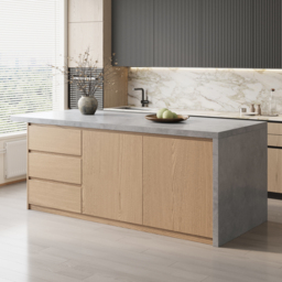 183 cm Japandi Style Wood Kitchen Island - thumbnail 1