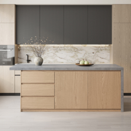 183 cm Japandi Style Wood Kitchen Island - thumbnail 5