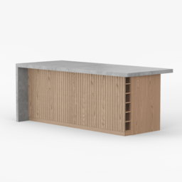183 cm Japandi Style Wood Kitchen Island - thumbnail 9