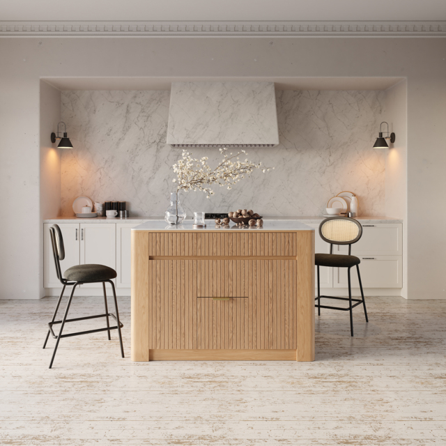 130 cm Kitchen Island Sintered Stone Top with Storage Natural Modern - image 1