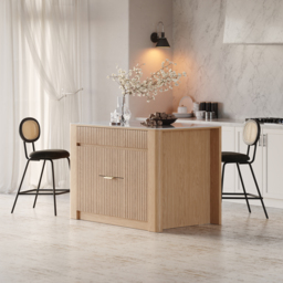 130 cm Kitchen Island Sintered Stone Top with Storage Natural Modern - thumbnail 2