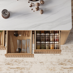 130 cm Kitchen Island Sintered Stone Top with Storage Natural Modern - thumbnail 9