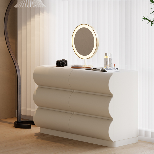 Leather Humply Modern White 6 Drawer Dresser Chest with Storage Cabinet - image 1