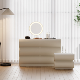 Leather Humply Modern White 6 Drawer Dresser Chest with Storage Cabinet - thumbnail 8