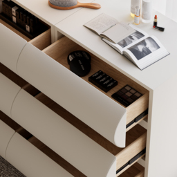 Leather Humply Modern White 6 Drawer Dresser Chest with Storage Cabinet - thumbnail 4